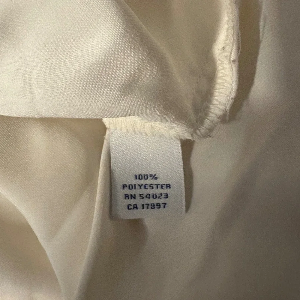 Vintage Old Navy Ivory Satin Collared Pleated Puff Sleeve Blouse Shirt (Girl 3T)